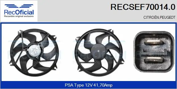 Moteur électrique, ventilateur pour radiateurs RECOFICIAL RECSEF70014.0