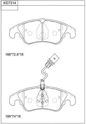 Kit de plaquettes de frein, frein à disque ASIMCO KD7314