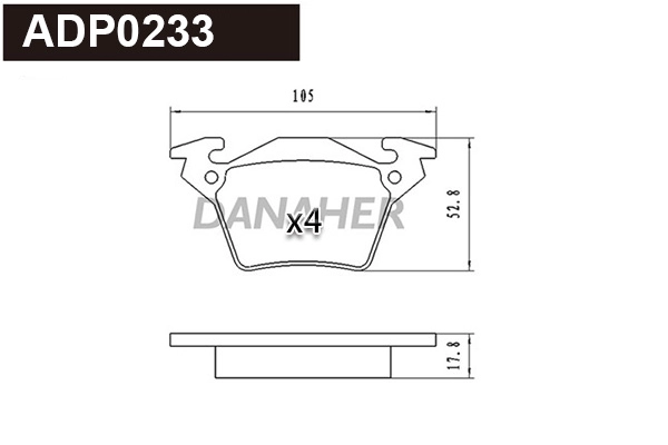 Kit de plaquettes de frein, frein à disque DANAHER ADP0233
