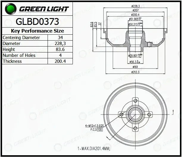 Tambour de frein Automotive Adriado GLBD0373