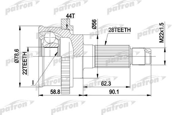 Jeu de joints, arbre de transmission PATRON PCV3850A