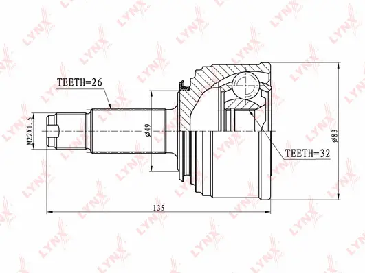 Jeu de joints, arbre de transmission LYNXAUTO CO-3452