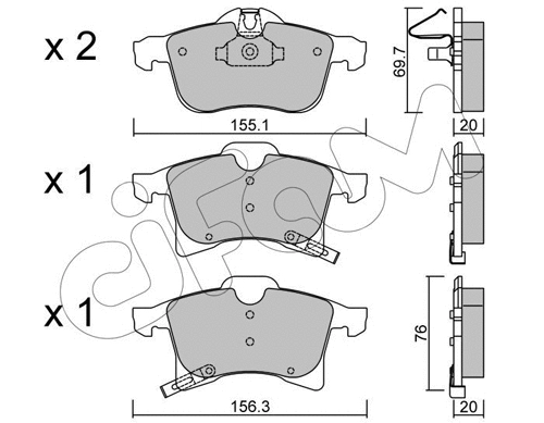 Kit de plaquettes de frein, frein à disque CIFAM 822-539-0