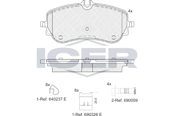 Kit de plaquettes de frein, frein à disque ICER LM2301