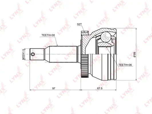 Jeu de joints, arbre de transmission LYNXAUTO CO-3695A