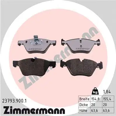 Kit de plaquettes de frein, frein à disque ZIMMERMANN 23793.900.1