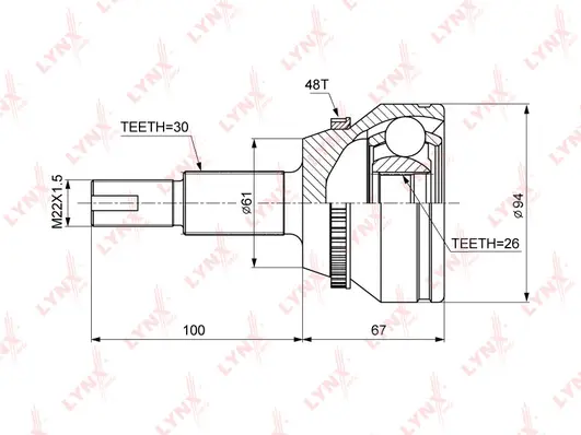 Jeu de joints, arbre de transmission LYNXAUTO CO-3692A