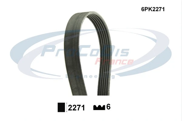 Courroie trapézoïdale à nervures PROCODIS FRANCE 6PK2271