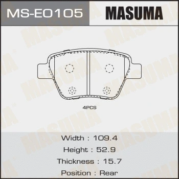 Jeu de mâchoires de frein MASUMA MS-E0105