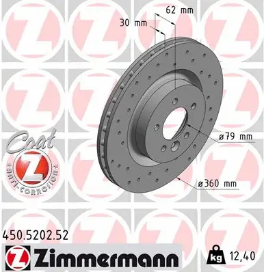 Disque de frein ZIMMERMANN 450.5202.52