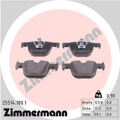 Kit de plaquettes de frein, frein à disque ZIMMERMANN 25514.180.1