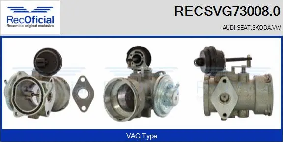 Vanne EGR RECOFICIAL RECSVG73008.0