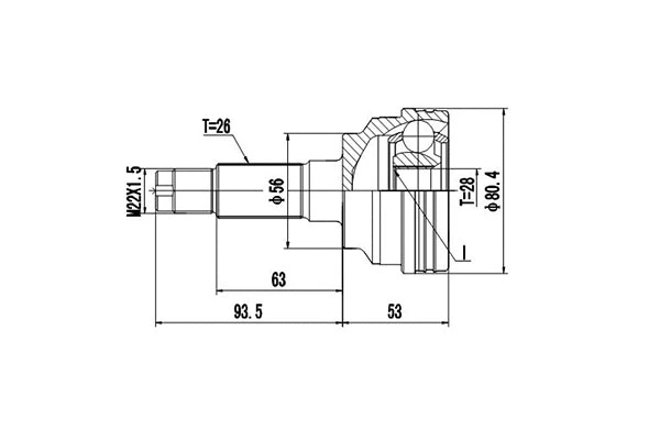 Jeu de joints, arbre de transmission DYNAMATRIX DCV834026