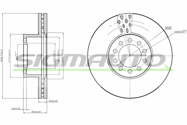 Disque de frein SIGMAUTO DB0330V