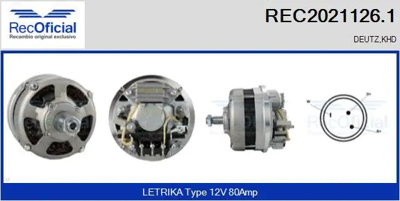 Alternateur RECOFICIAL REC2021126.1