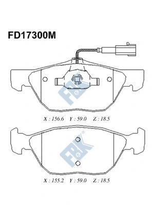Kit de plaquettes de frein, frein à disque FBK FD17300M