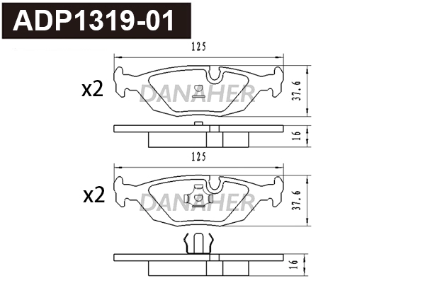 Kit de plaquettes de frein, frein à disque DANAHER ADP1319-01