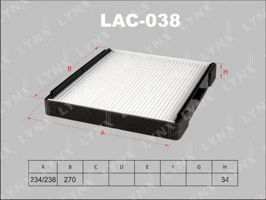 Filtre, air de l'habitacle LYNXAUTO LAC-038