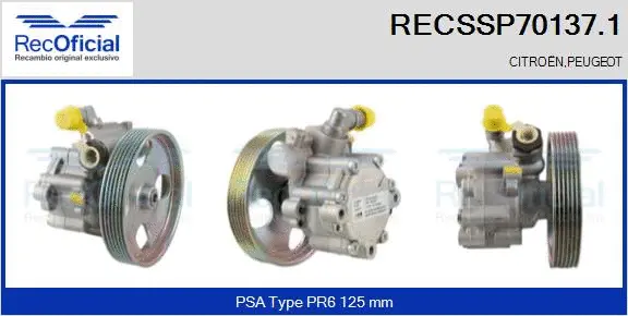 Pompe hydraulique, direction RECOFICIAL RECSSP70137.1