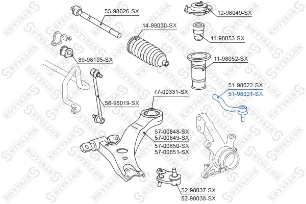Rotule de barre de connexion STELLOX 51-98021-SX