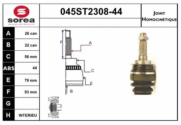 Jeu de joints, arbre de transmission STARTCAR 045ST2308-44