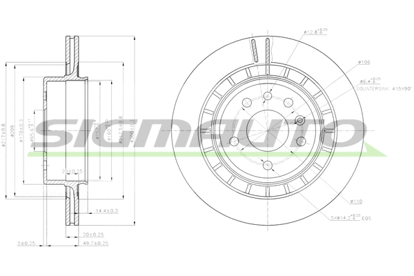 Disque de frein SIGMAUTO DBB604V