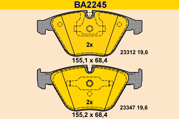 Kit de plaquettes de frein, frein à disque BARUM BA2245