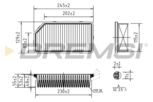 Filtre à air BREMSI FA0537