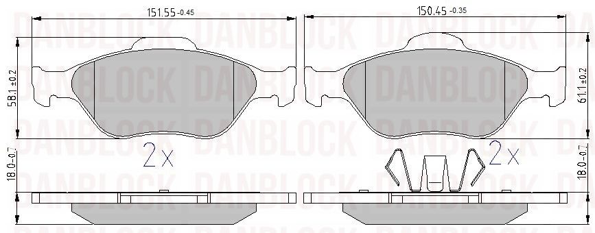 Kit de plaquettes de frein, frein à disque DANBLOCK DB 510374