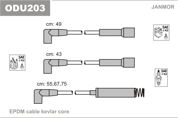 Kit de câbles d'allumage JANMOR ODU203