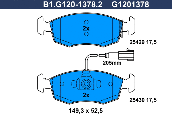 Kit de plaquettes de frein, frein à disque GALFER B1.G120-1378.2