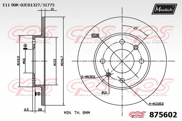 Disque de frein MAXTECH 875602