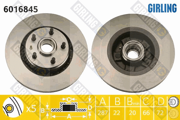 Disque de frein GIRLING 6016845