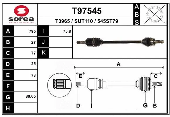 Arbre de transmission EAI T97545