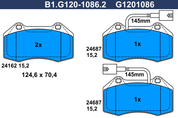 Kit de plaquettes de frein, frein à disque GALFER B1.G120-1086.2