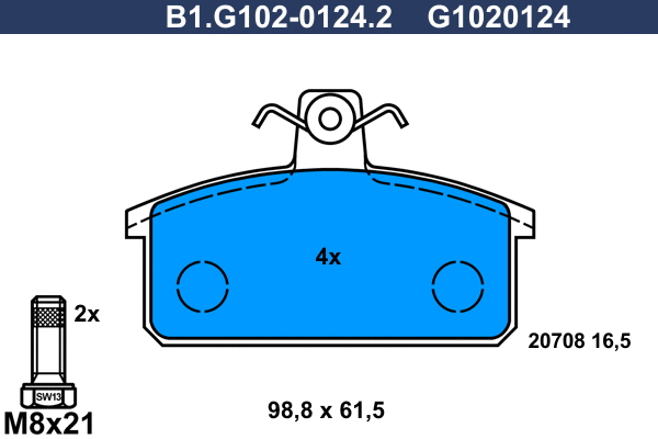 Kit de plaquettes de frein, frein à disque GALFER B1.G102-0124.2