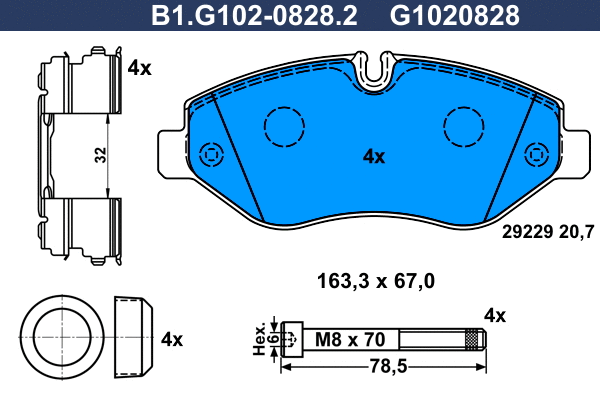 Kit de plaquettes de frein, frein à disque GALFER B1.G102-0828.2