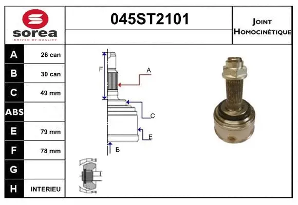 Jeu de joints, arbre de transmission STARTCAR 045ST2101