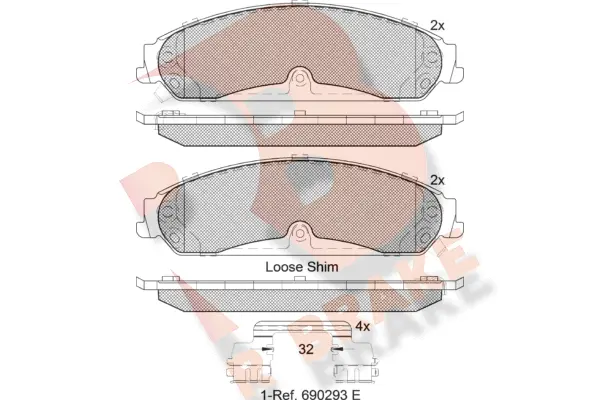 Kit de plaquettes de frein, frein à disque R BRAKE RB2097