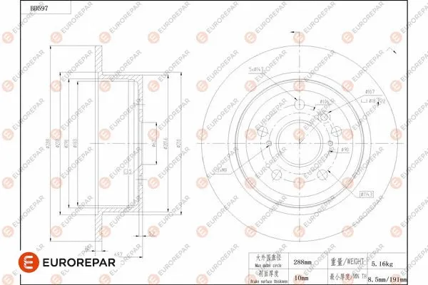 Disque de frein EUROREPAR 1684303980