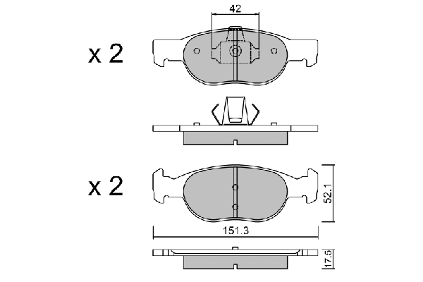 Kit de plaquettes de frein, frein à disque AISIN BPFI-1002
