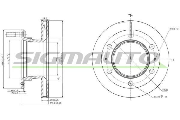 Disque de frein SIGMAUTO DB0264V