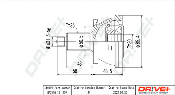 Jeu de joints, arbre de transmission Dr!ve+ DP2110.10.1539