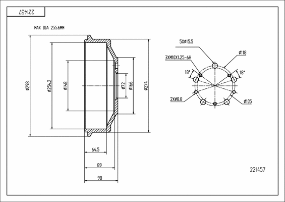Tambour de frein HART 221 457