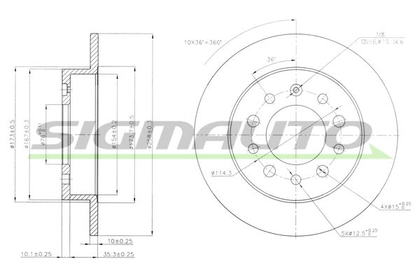 Disque de frein SIGMAUTO DBB955S