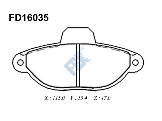 Kit de plaquettes de frein, frein à disque FBK FD16035