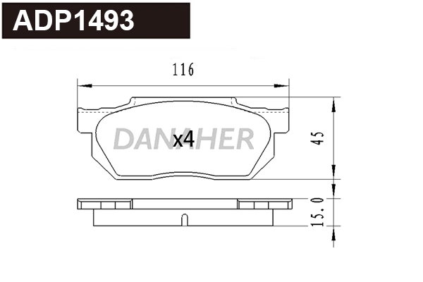 Kit de plaquettes de frein, frein à disque DANAHER ADP1493