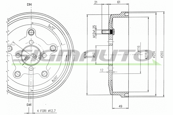 Tambour de frein SIGMAUTO DR5521
