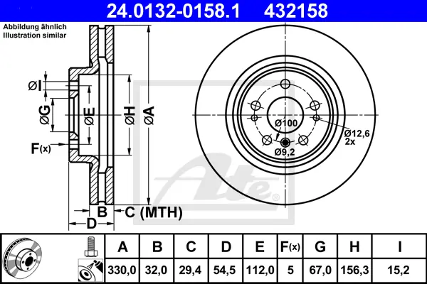 Disque de frein ATE-APAC 24.0132-0158.1