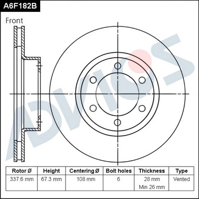 Disque de frein ADVICS A6F182B